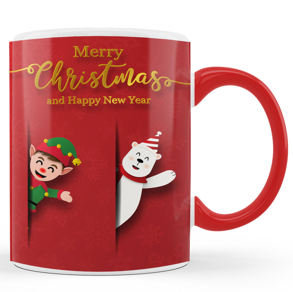 Printed Ceramic Coffee Mug | Merry Christmas & Happy New Year |Merry Christmas Day Mug | 325 Ml 